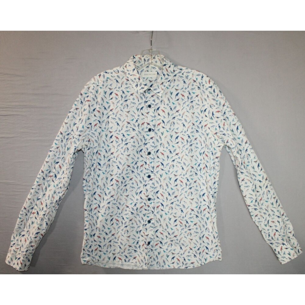 Harris Wilson Birds All Over Print Benji Shirt Print Mens Medium Button Down